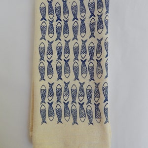 Fish Kitchen Towel, Hand Printed, Choose Your Color image 5