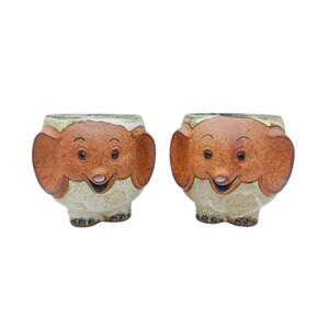 Vintage Elephant Mugs | Handcrafted Ceramic Cups | Pair of Cute Animal Design | Collectible Drinkware | Fun Kitchen Decor