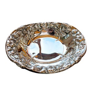 Vintage Yeoman Silver Plated Bowl | 1960s Floral Embossed Decorative Dish | Elegant Table Centerpiece
