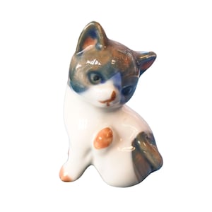 Vintage Otagiri Porcelain Cat Figurine: Hand-Painted Calico Kitten, Japan