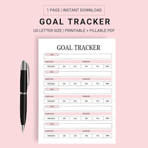 PRINTABLE GOALS TRACKER, Fillable Digital Goal Planner, Customizable Goal Setting Worksheet, Daily Goal Tracker Printable, Achievable Goals