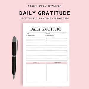 Digital Gratitude Journal, Digital planner, Gratitude Journal and planner, Daily Gratitude Log, Daily Mindfulness Journal, Instant Download