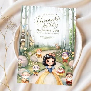 Snow White Editable Kids Birthday Party Invitation Template, Snow White Personalized Birthday Party Invitation, Princess Birthday Invite