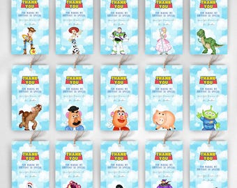 Bearbeitbare Toy Story Geburtstag Danke Tags, Toy Story Geschenkanhänger Vorlage, Toy Story Kinder Party Dekor, Toy Story Party Gefälligkeiten, Toy Story Label