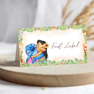 Editable Lilo and Stitch Birthday Food Tent, Stitch Food Label Template, Stitch Kids Party Decor, Stitch Food Tag, Stitch Table Tent Card