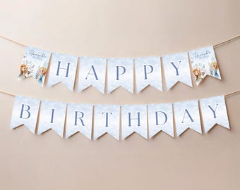 Bewerkbare Frozen Happy Birthday-banner, Elsa Anna Olaf kinderverjaardagsbanner, Frozen feestartikelen, Frozen vlagbanner, Frozen feestdecor