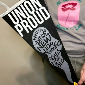 Union Proud Pennant Flag – Solidarity Forever Design with Smoke Match Graphic, Labor Movement Decor, Activist Banner