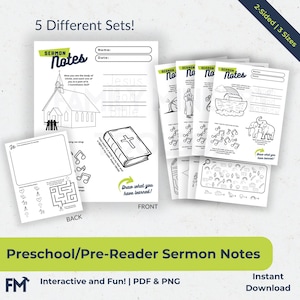 Notas de sermones para niños / Notas de sermones imprimibles para alcanzar el corazón de un niño para Jesús / Preescolar y prelectura / Descarga instantánea