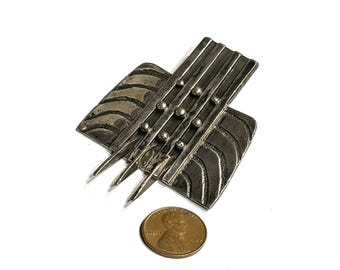 Vintage  Brutalist Spiked Pendant Hand-Wrought Silver Modernist Artisan 18g