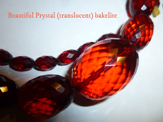 SOLD INDIVIDUALLY. Translucent Red Bakelite Facet… - image 7