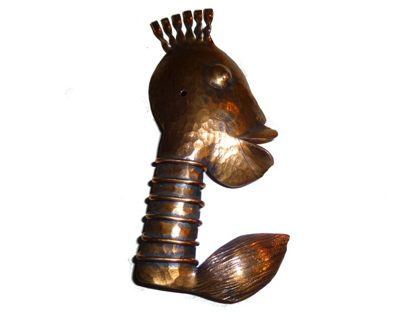 Vintage Pedro Pujol Handmade Copper Ubangi Tribal Modernist Pendant or Brooch. Needs Repair. As Found. image 1