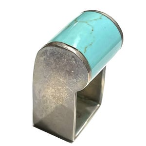 Daniel Espinosa (Attributed) Sterling Silver Turquoise SQUARE RING. (Pendant has SOLD.)