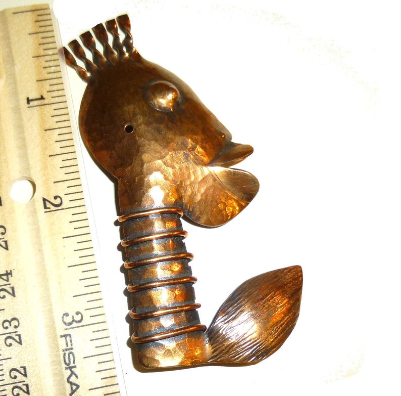 Vintage Pedro Pujol Handmade Copper Ubangi Tribal Modernist Pendant or Brooch. Needs Repair. As Found. image 2