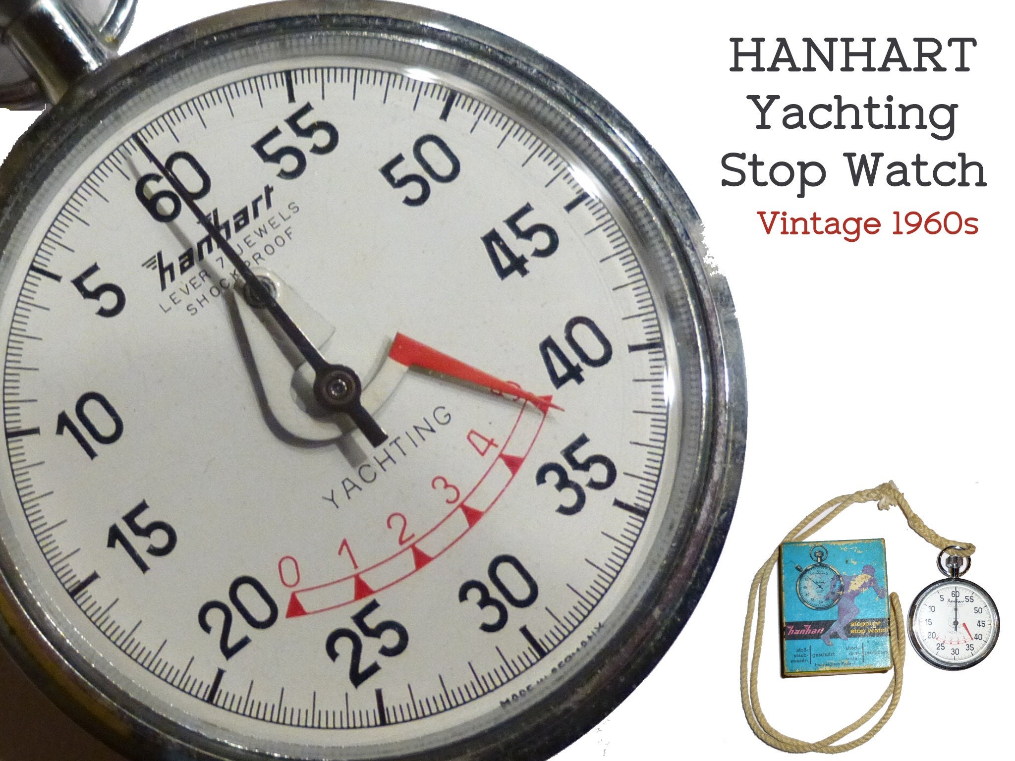 Vintage 1960s Hanhart Yachting Stopwatch. Seven Jewel. Made in Germany. Original Box Insert. Five Minute Stop Watch. Clean Works Etsy Canada