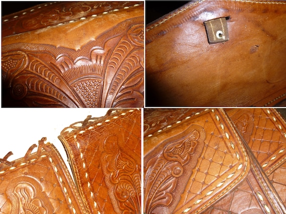 Pair of Hand Tooled Leather Saddlebags. Made in M… - image 10
