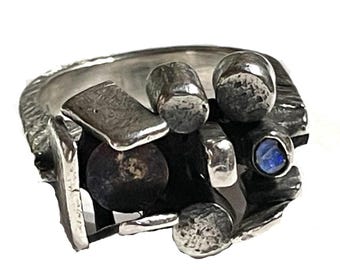 THOR SELZER Ring. Brutalist Sterling Silver. Made in Denmark Circa 1960. Size 9.5