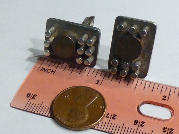 Brutalist Cuff Links. Vintage Sterling Silver Han… - image 7