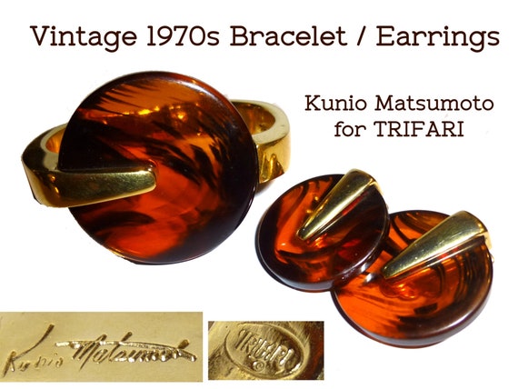 Vintage TRIFARI Bracelet and Earrings Set. 1970s … - image 1