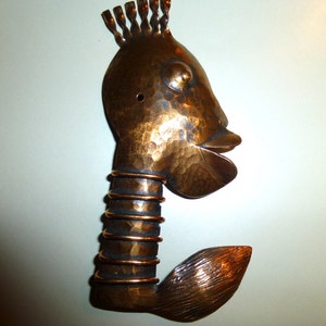 Vintage Pedro Pujol Handmade Copper Ubangi Tribal Modernist Pendant or Brooch. Needs Repair. As Found. image 5