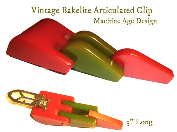 Vintage Bakelite Machine Age Clip. Three Inches L… - image 1