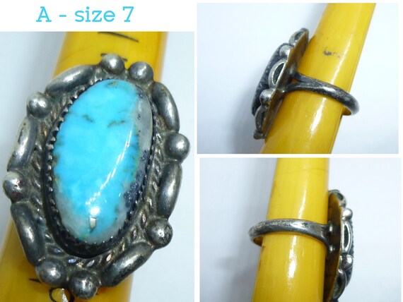 Vintage Silver Handmade Turquoise Ring. American … - image 3