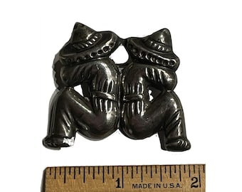 Vintage Mexican Silver Brooch, Siesta Sombrero Design, Circa 1940s