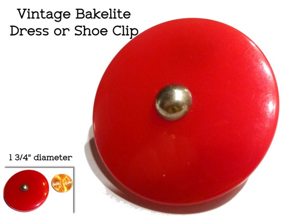 Bright Red BAKELITE Clip. Vintage DRESS or SHOE C… - image 2