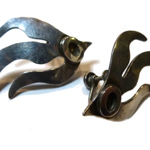 Jules Brenner Modernist Sterling Earrings.  Vintage NYC Studio Jewelry. 1950s.