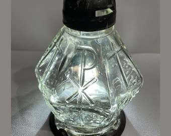 Vintage Mid-Century Chi-Rho Sanctuary Light, European Grave Lantern, Catholic Vigil Candle Holder c. 1950s. FIVE INCHES TALL