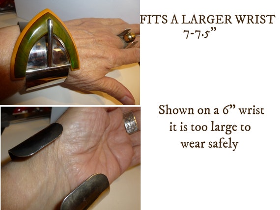 Oversized Bakelite & Chrome Cuff Bracelet. Very C… - image 5
