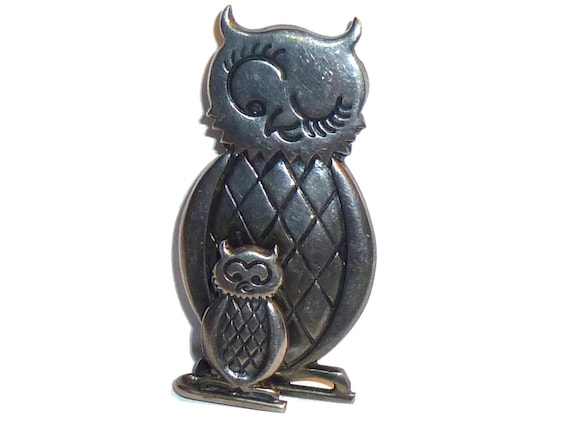 Vintage Brammer Sterling Silver Owl Brooch, Mid-Mod Denmark