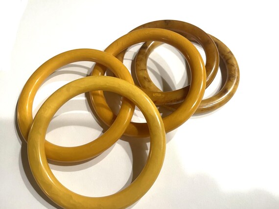 A Stack of FIVE Rounded Bakelite Bangles.  Pretty… - image 7