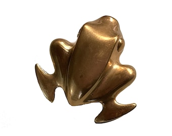 Henning Koppel Brass Frog Paperweight for Georg Jensen Denmark. Made in 1976. Rare Vintage Art Sculpture /  Collectible.