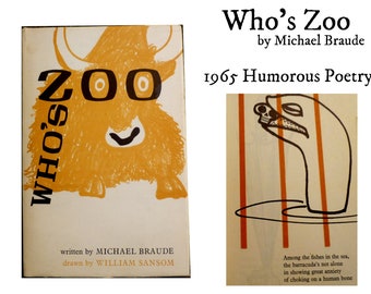 Who's Zoo. 1965 Book.  Clever Witty Humor Poetry for Adults. Chicago Author Michael Braude.