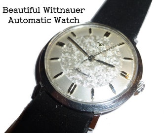 Stunning Vintage WITTNAUER Automatic Wrist Watch. Running.  Beautiful Dial Wrist Watch. Unisex. New Calf Suede Band.