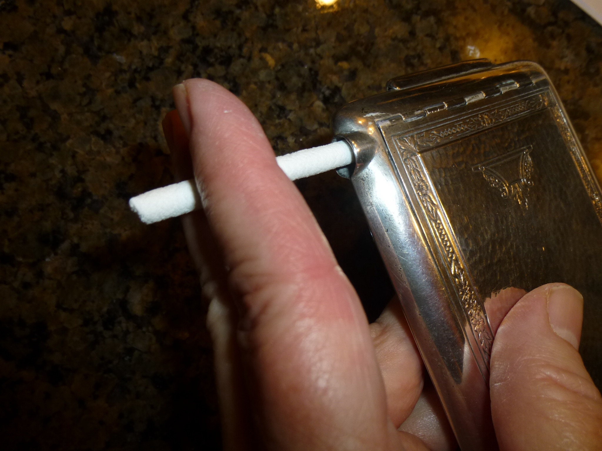 Antique Sterling Silver Cigarette Case. TALCO Spring Loaded