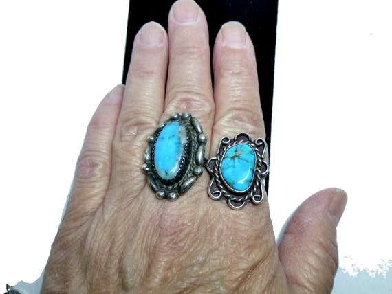 Vintage Silver Handmade Turquoise Ring. American … - image 10