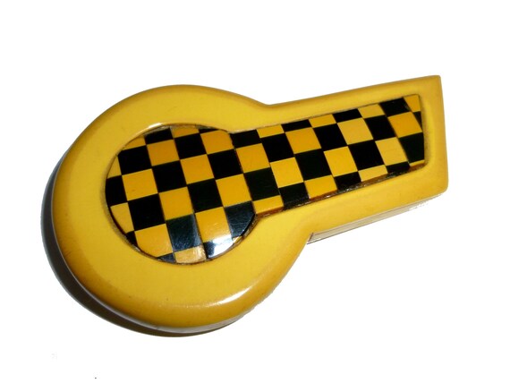 Rare Bakelite Dress Clip. Inlaid Checkerboard Des… - image 2