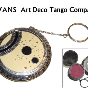 EVANS Art Deco Tango Compact &quot;TAP SIFT&quot;. Vintage Circa 1930s. Flapper Style Ladies Compact.