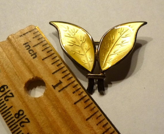 David Andersen Sterling Silver Enamel Leaf Brooch, Norwegian Pin