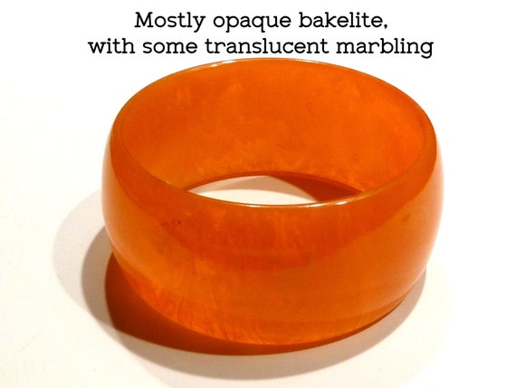 Orange Bakelite Bangle.  Wide Bracelet with Lusci… - image 3