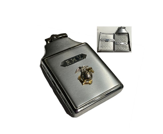 cigarette master case Vintage RONSON Mastercase Lighter & Cigarette Case - Marine Corps Insignia,  1940s