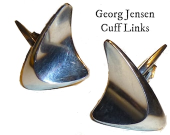Modernist Georg Jensen Sterling Silver Cuff Links, Henning Koppel Design