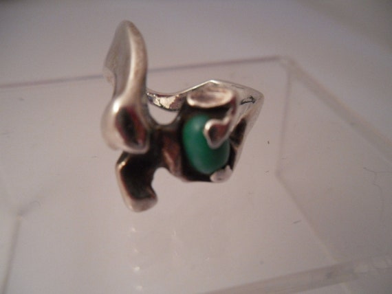 Modernist Vintage Sterling Ring Signed COOK. Wear… - image 3