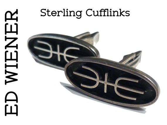 Ed Wiener Modernist Sterling Cuff Links. Vintage … - image 1