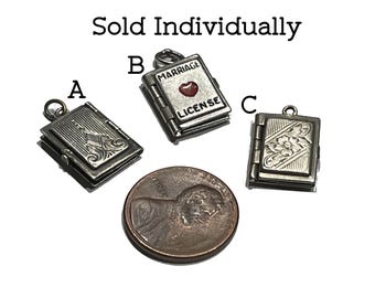 You Choose. Vintage Sterling Mechanical Book Charms.