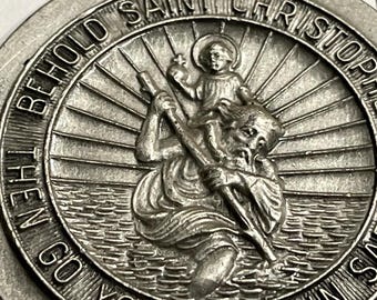 Vintage Saint Christopher Catholic Medal. Sterling Silver Well Crafted.
