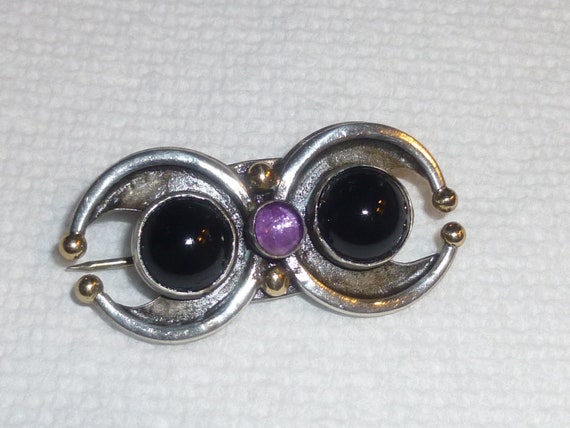 Artist Made Vintage Silver and Amethyst Modernist… - image 2