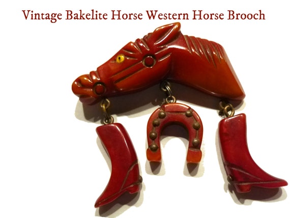 1940s Carved Bakelite Horse Brooch – Vintage Equestrian Pin - Etsy