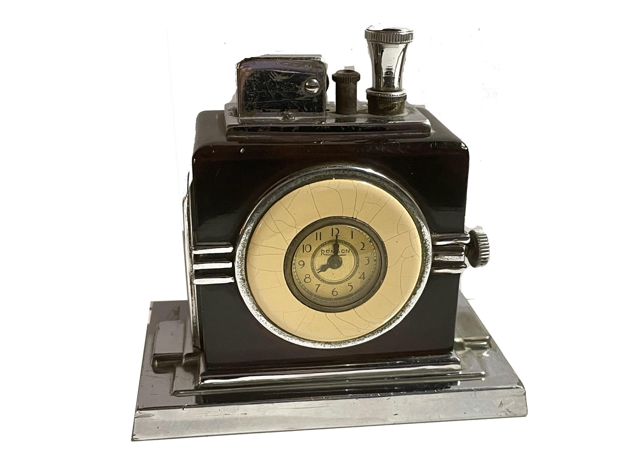cigarette lighter maltese falcon Vintage Ronson Touch Tip Lighter: Art Deco Clock, Maltese Falcon Prop  (NEEDS WICKING)